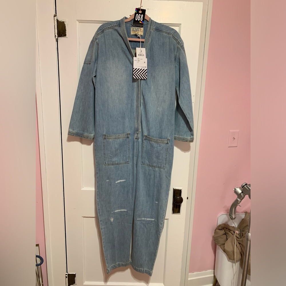 New with tags SANDRINE rose Jean overalls, size medium